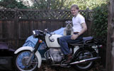 me and my dog on the BMW